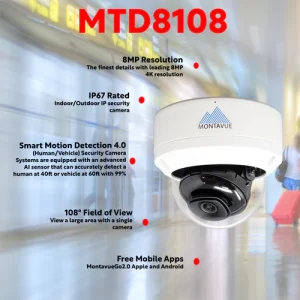 8MP 4K Smart Motion Vandal Dome Camera - MTD8108-AISMD-X