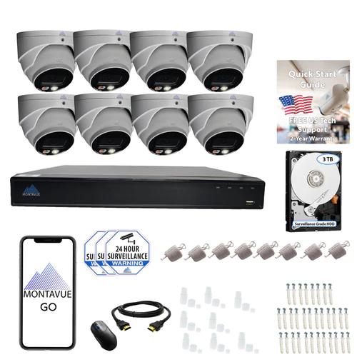 8MP 4K Turret Home Security System w/ 16 Channel NVR and 3TB Hard Drive – MTT8095 8MP 4K Turret Home Security System w/ 16 Channel NVR and 3TB Hard Drive – MTT8095 Full Night Color