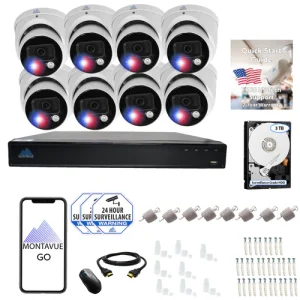 8MP Active Deterrence Turret Camera Security System w/ 16 Channel NVR and 3TB Hard Drive, MTT8106-AISMDAD 8MP Active Deterrence Turret Camera Security System w/ 16 Channel NVR and 3TB Hard Drive, MTT8106-AISMDAD Active Detterence
