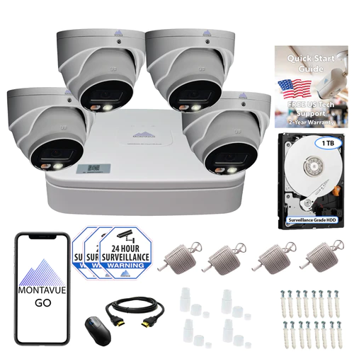 8MP 4K Turret Home Security System w/ 4 Channel NVR and 1TB Hard Drive – MTT8095 8MP 4K Turret Home Security System w/ 4 Channel NVR and 1TB Hard Drive – MTT8095 Full Night Color