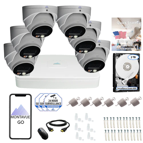 8MP 4K Turret Home Security System w/ 8 Channel NVR and 2TB Hard Drive – MTT8095 8MP 4K Turret Home Security System w/ 8 Channel NVR and 2TB Hard Drive – MTT8095 Full Night Color