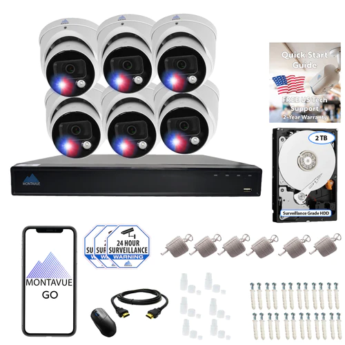 8MP Active Deterrence Turret Camera Security System w/ 8 Channel NVR and 2TB Hard Drive, MTT8106-AISMDAD 8MP Active Deterrence Turret Camera Security System w/ 8 Channel NVR and 2TB Hard Drive, MTT8106-AISMDAD Active Detterence