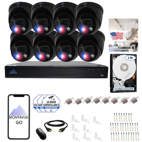 8MP Active Deterrence Turret Camera Security System w/ 8 Channel NVR and 2TB Hard Drive, MTT8106-AISMDAD 8MP Active Deterrence Turret Camera Security System w/ 8 Channel NVR and 2TB Hard Drive, MTT8106-AISMDAD Full Night Color