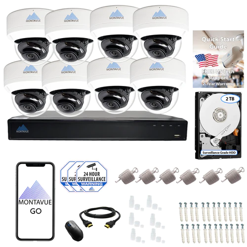 8MP 4K Smart Motion Vandal Dome Camera Security System w/ 8 Channel NVR and 2TB Hard Drive – MTD8108-AISMD-X 8MP 4K Smart Motion Vandal Dome Camera Security System w/ 8 Channel NVR and 2TB Hard Drive – MTD8108-AISMD-X Listen-In Audio (Mic)